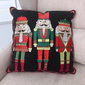 RAZ Imports Embroidered Nutcracker Pillow Cover Christmas Decor